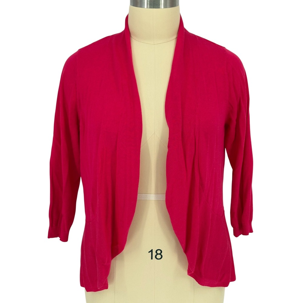IMAN Cardigan Pink Open Front Draped Knit 3/4 Sleeve 1X